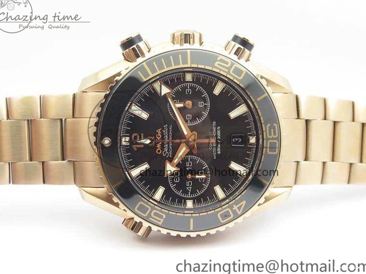 0517 Seamaster Pro Chrono RG Best Edition Black Ceramic Black Dial On RG Bracelet A ComfortFit 8130